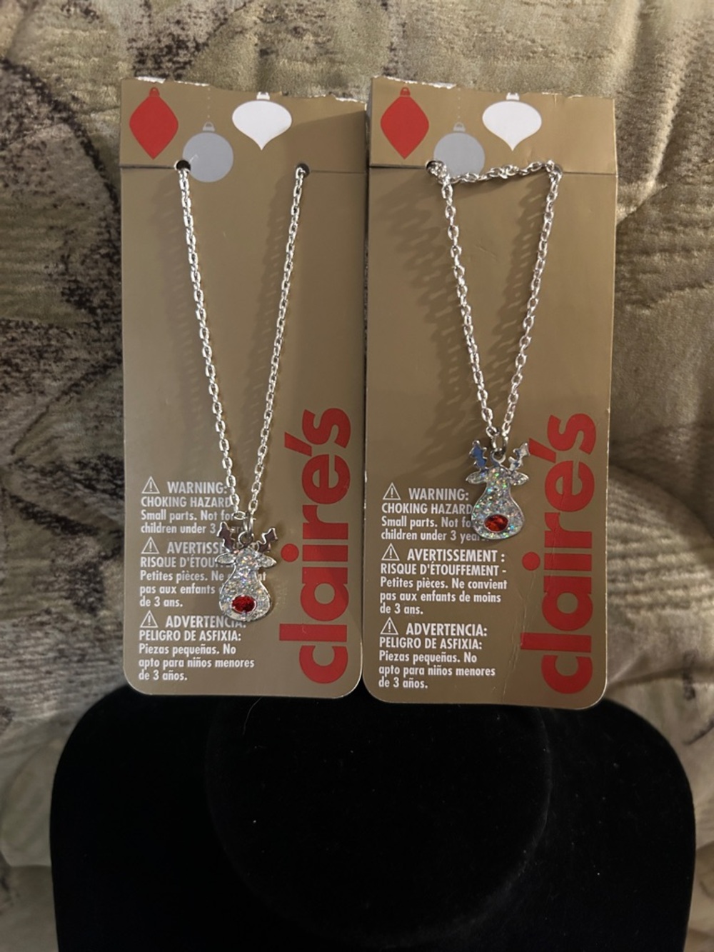 Claire's Silver Rudolph the Red Nose Reindeer Pendant Necklaces - Set of 2